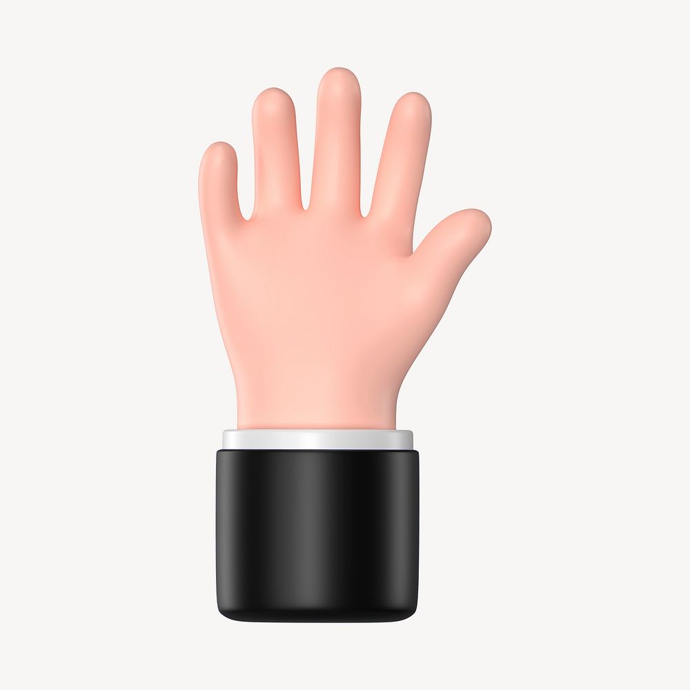 Raised hand gesture, 3D illustration psd