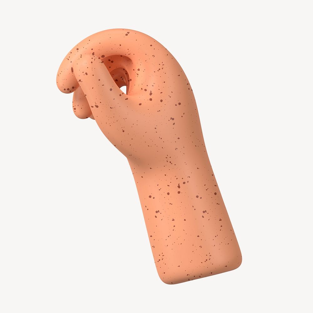 Freckled hand gesture, 3D body part illustration psd