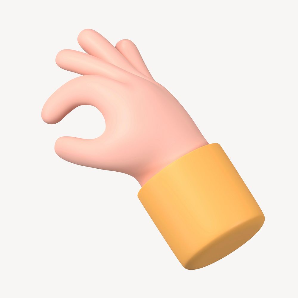 Hand picking something up gesture, 3D illustration psd