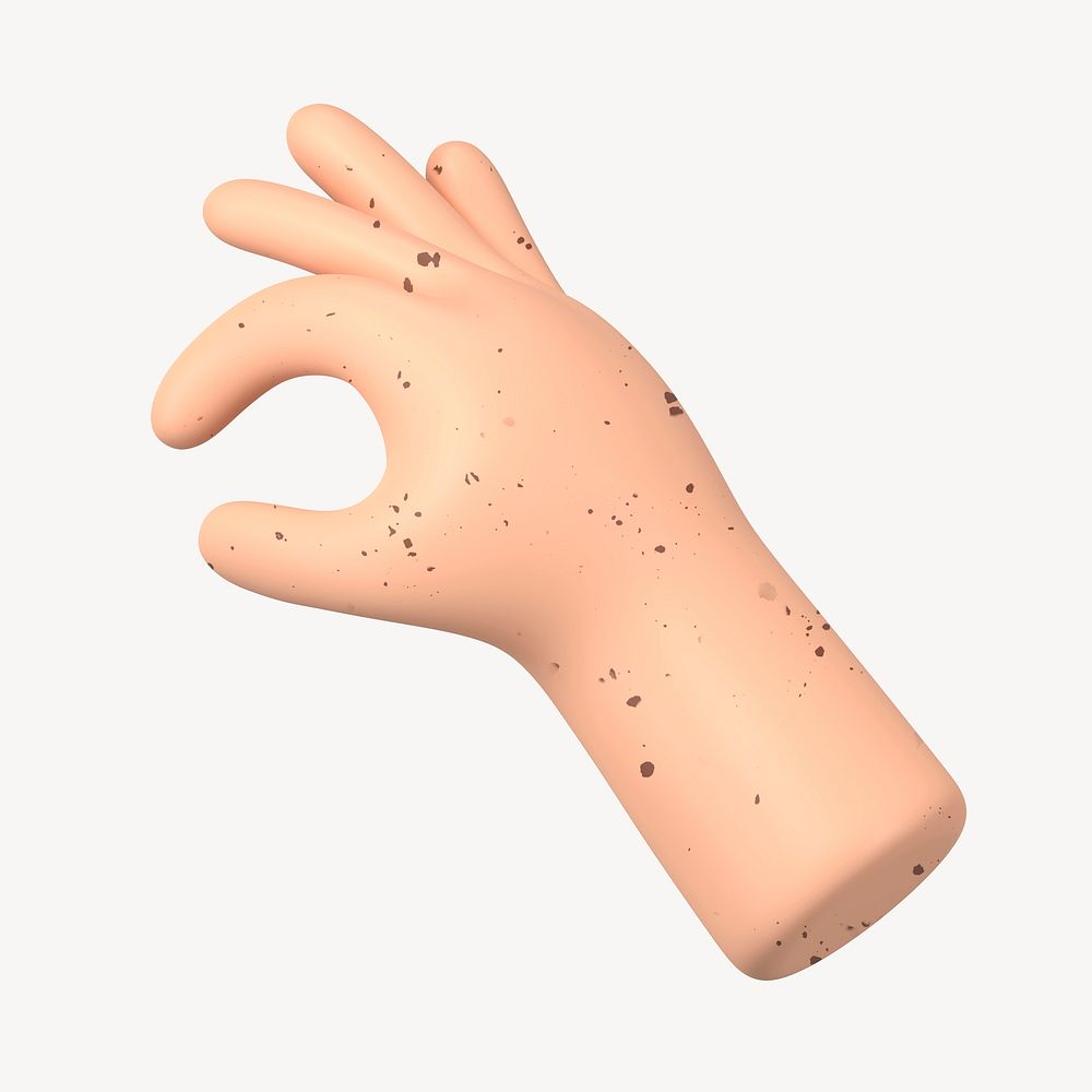 OK hand gesture, freckled skin, 3D graphic psd