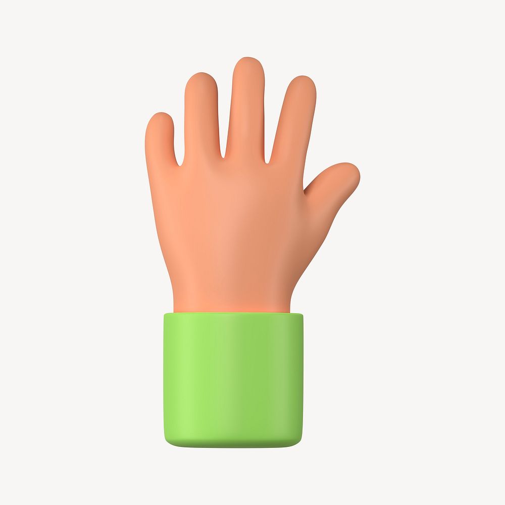 Raised hand gesture, 3D illustration psd