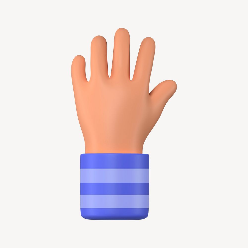 Raised hand gesture, 3D illustration psd