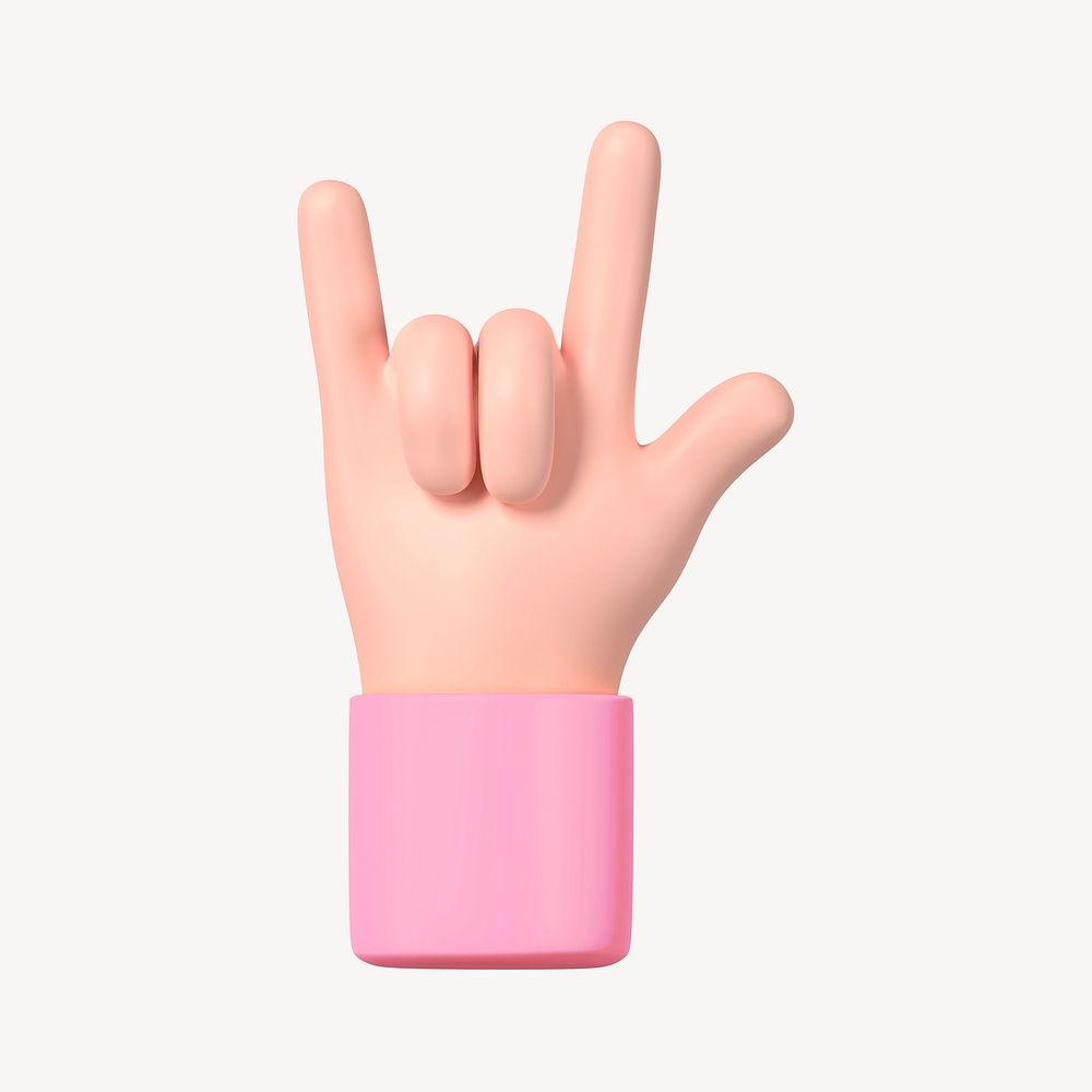 ILY hand sign, gesture in 3D design psd