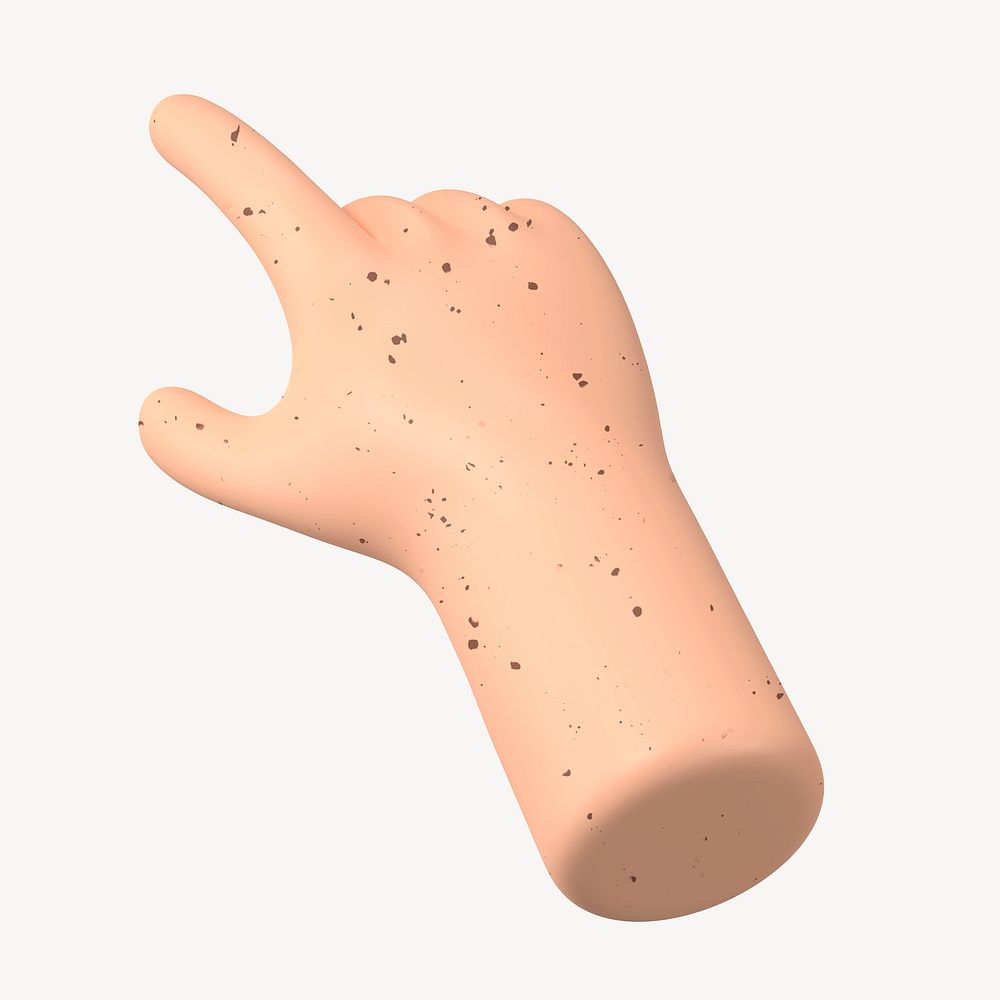 Finger-pointing hand gesture, freckled skin, 3D illustration psd