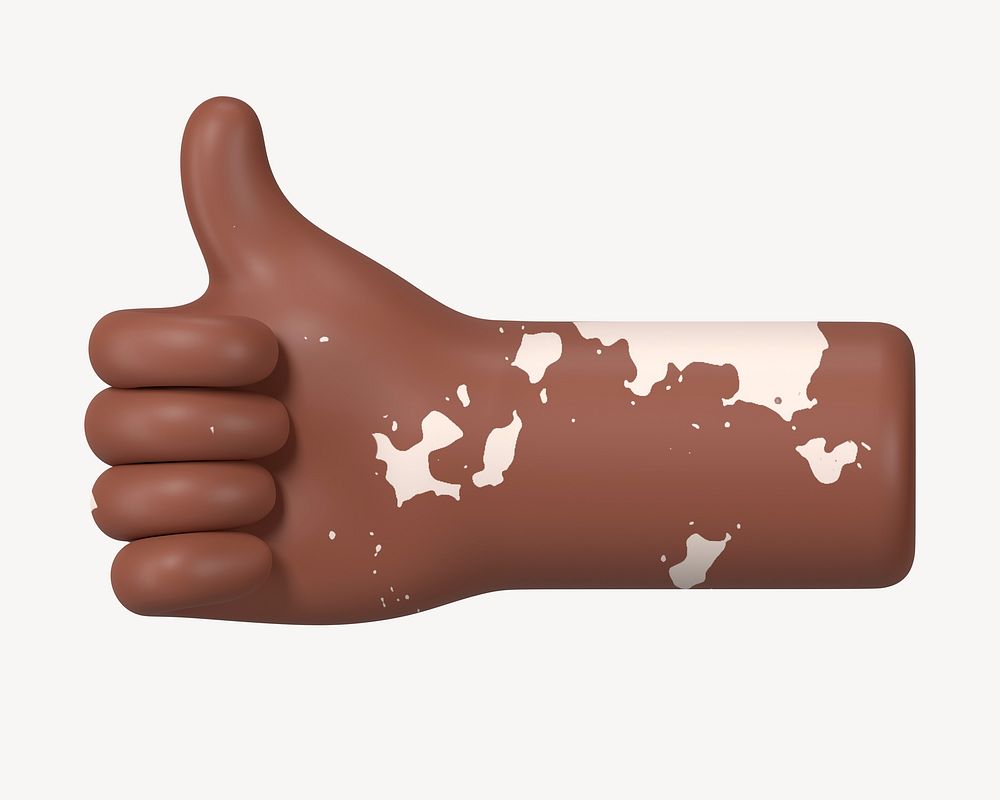 Thumbs up hand gesture, vitiligo awareness, 3D illustration