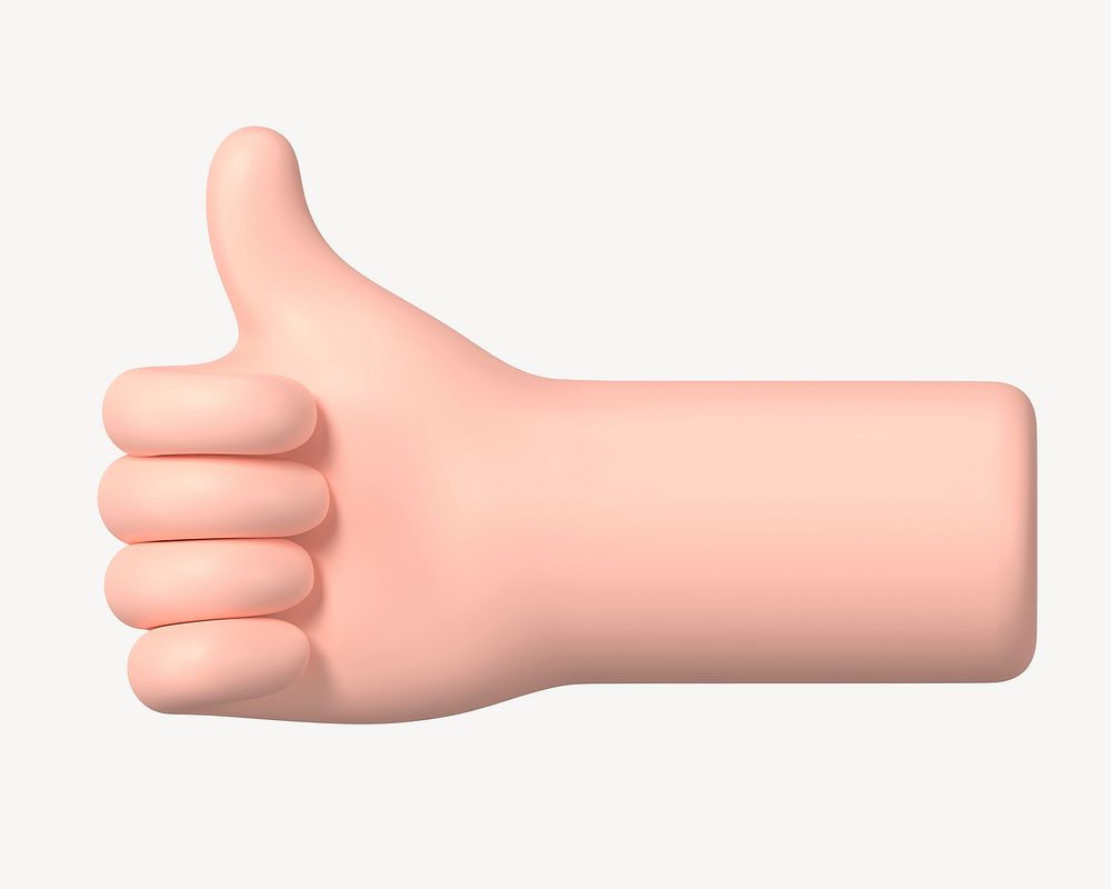 Thumbs up hand gesture, 3D illustration psd