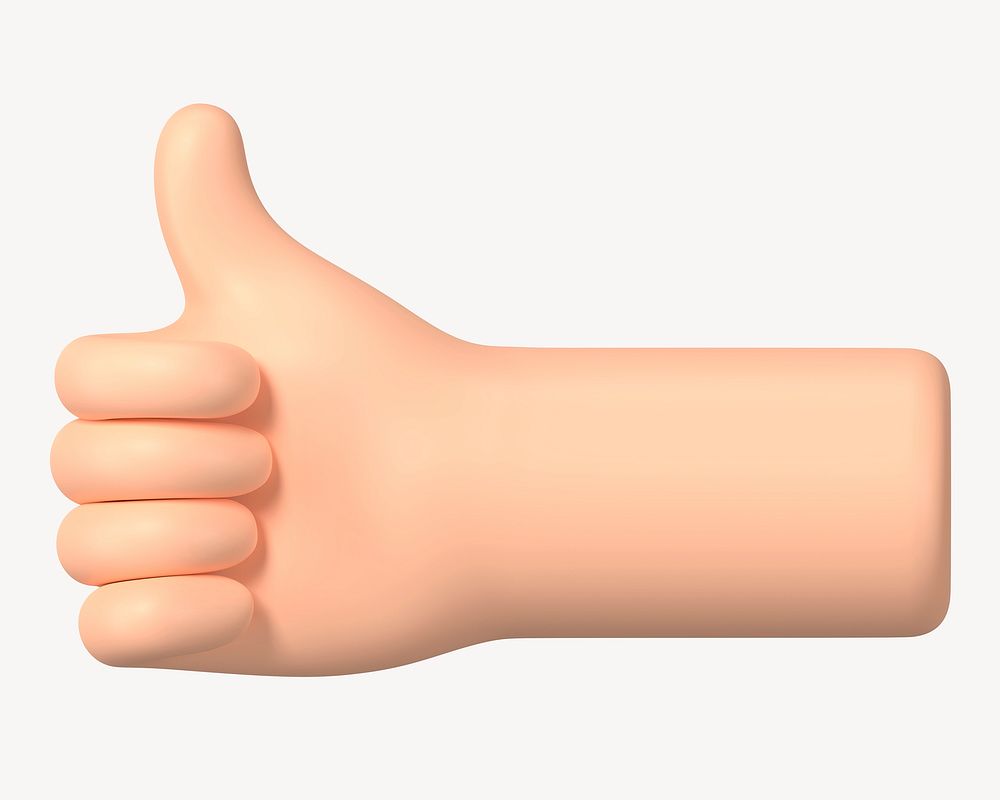 Thumbs up hand gesture, 3D illustration psd