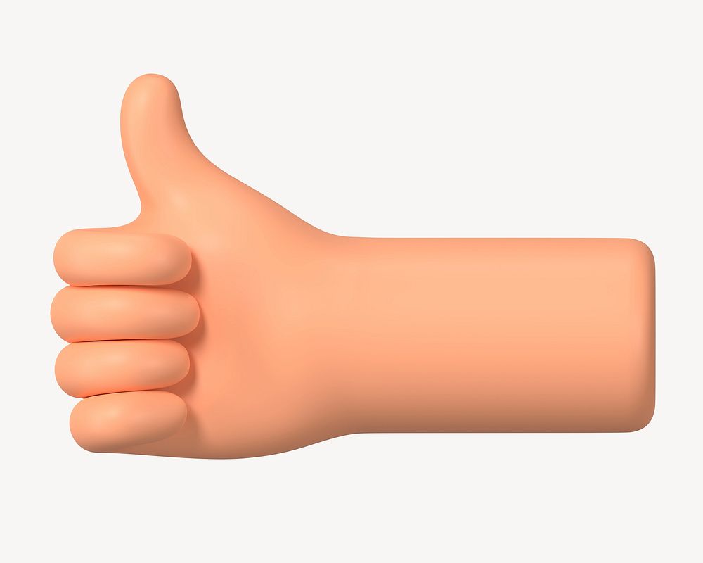 Thumbs up hand gesture, 3D illustration psd