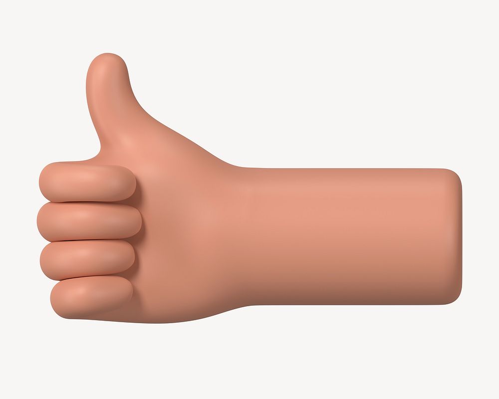 Thumbs up, hand gesture in 3D design