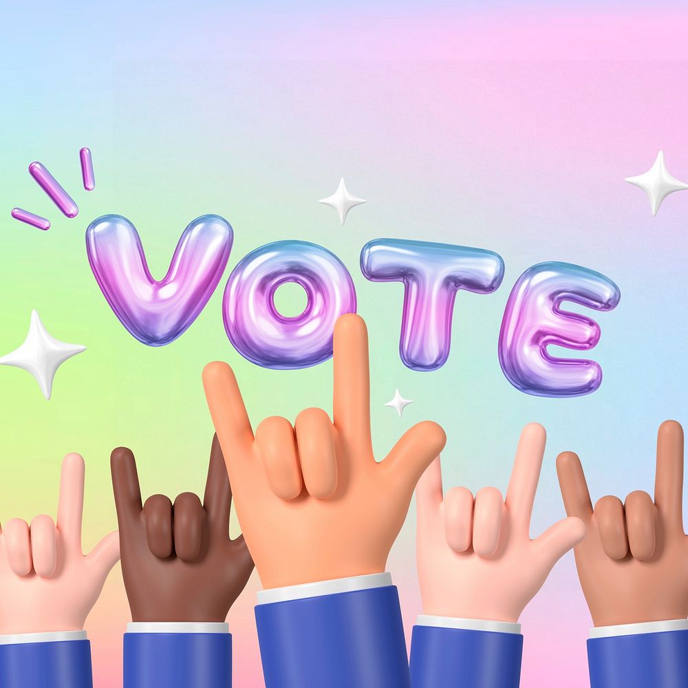 Election vote hands background, 3D rendering design