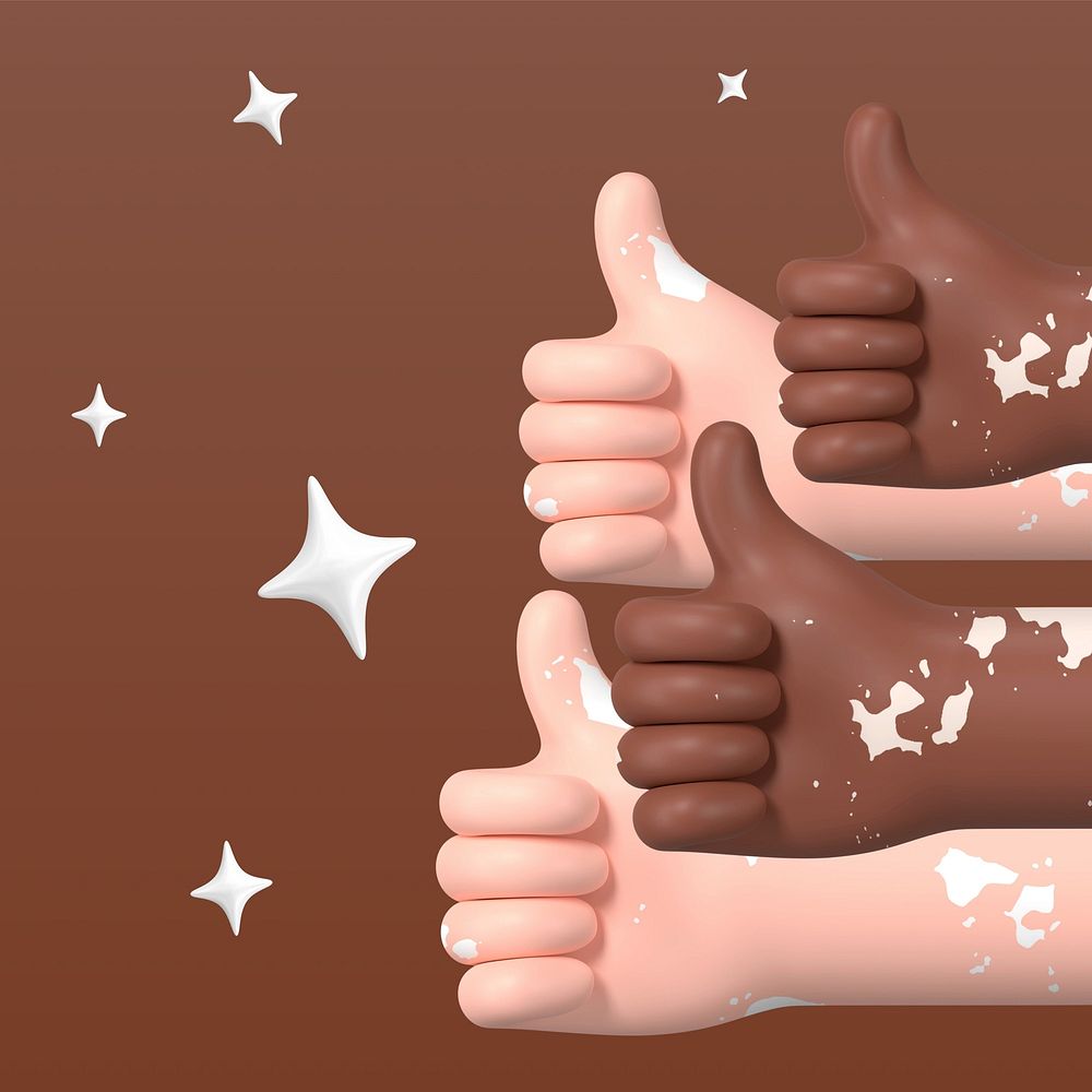 3D thumbs up background, diverse hands illustration