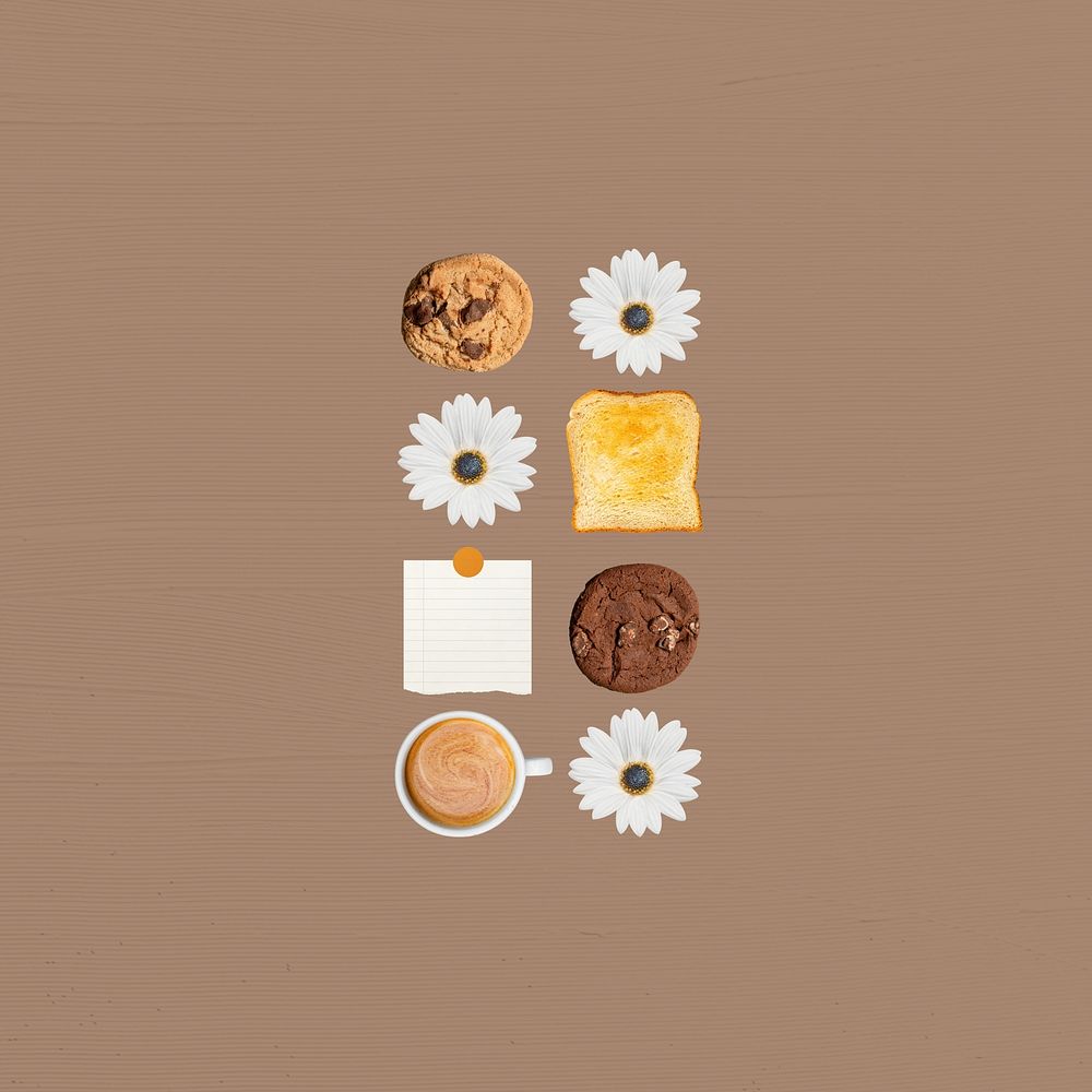 Breakfast aesthetic background, brown flower
