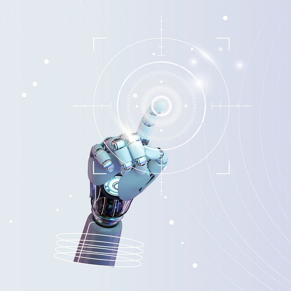 AI robot hand, futuristic technology remix