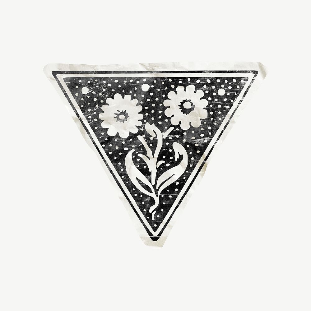 Flower badge collage element psd