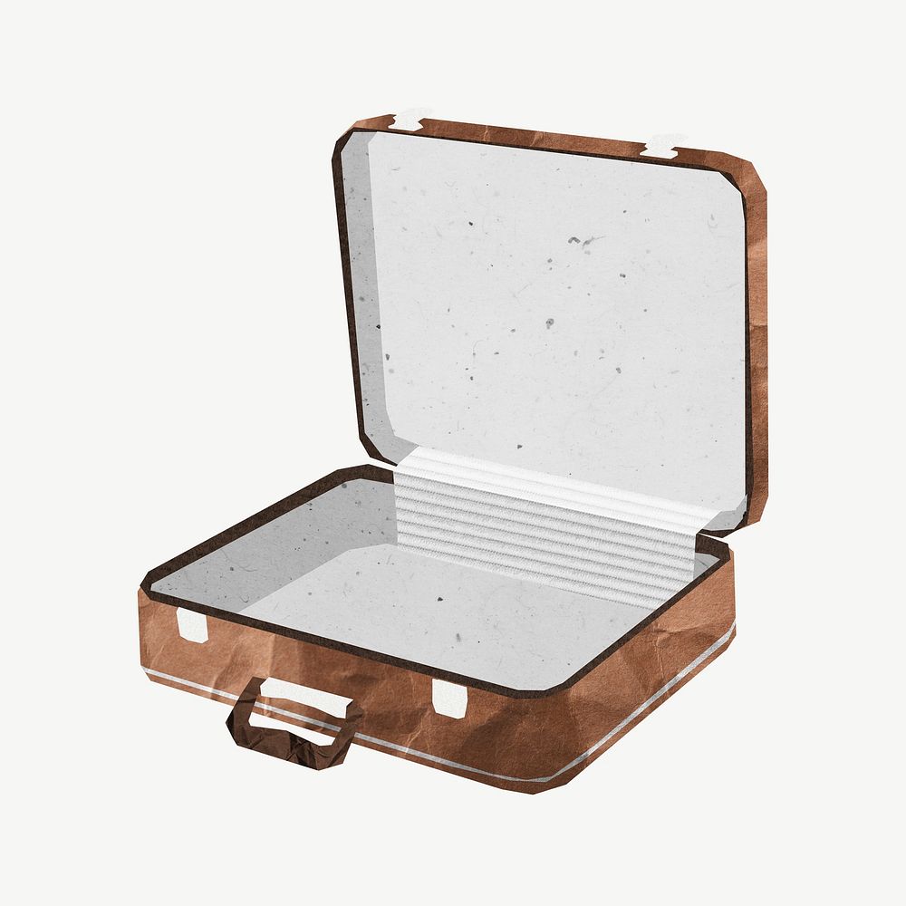 Open briefcase, travel collage element psd