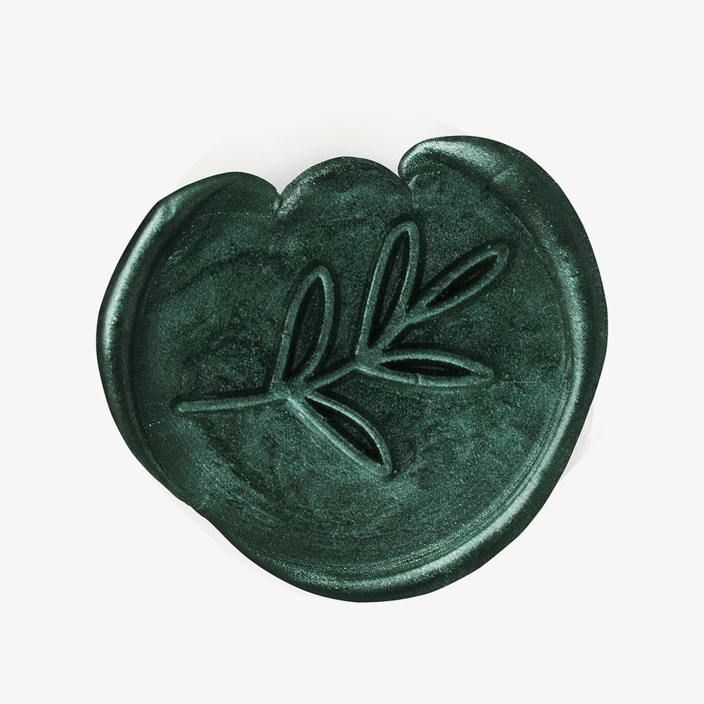 Leafy wax seal collage element psd