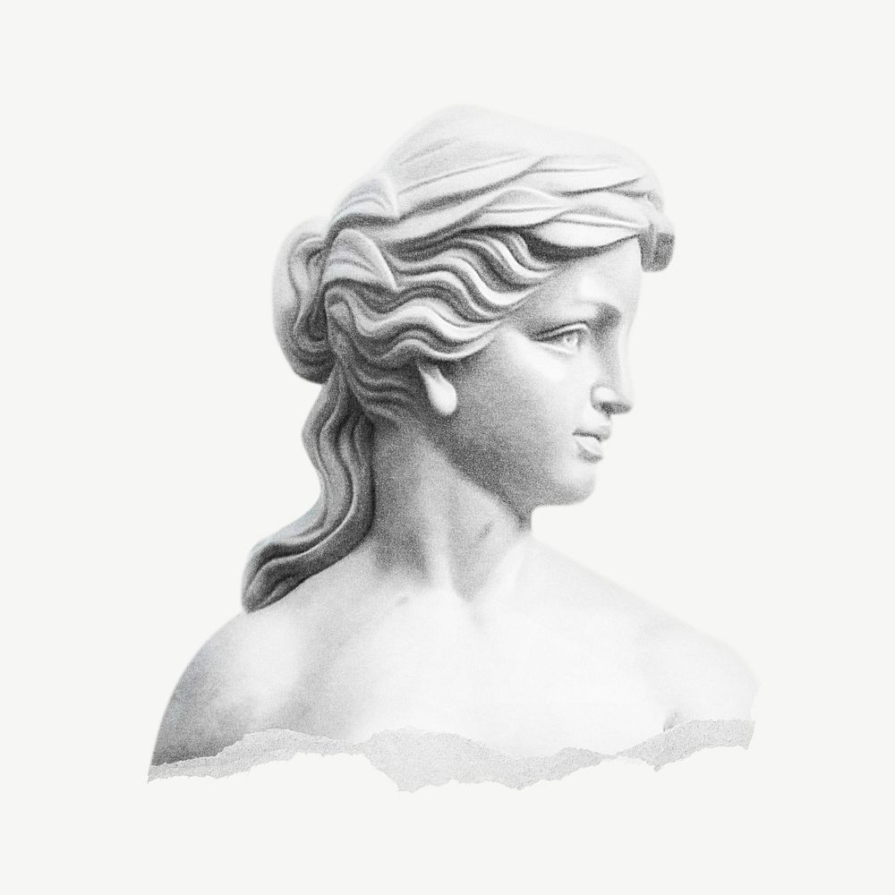 Greek goddess sculpture collage element psd