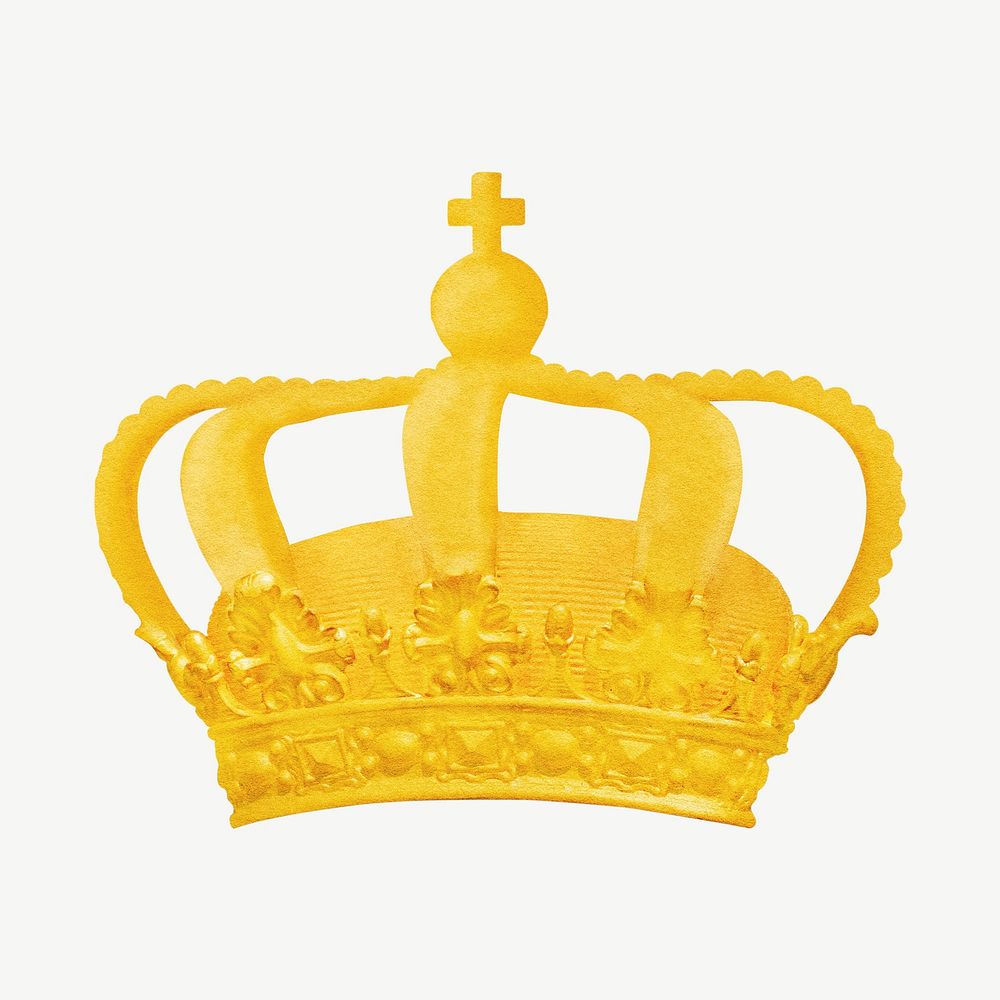 Gold crown collage element psd