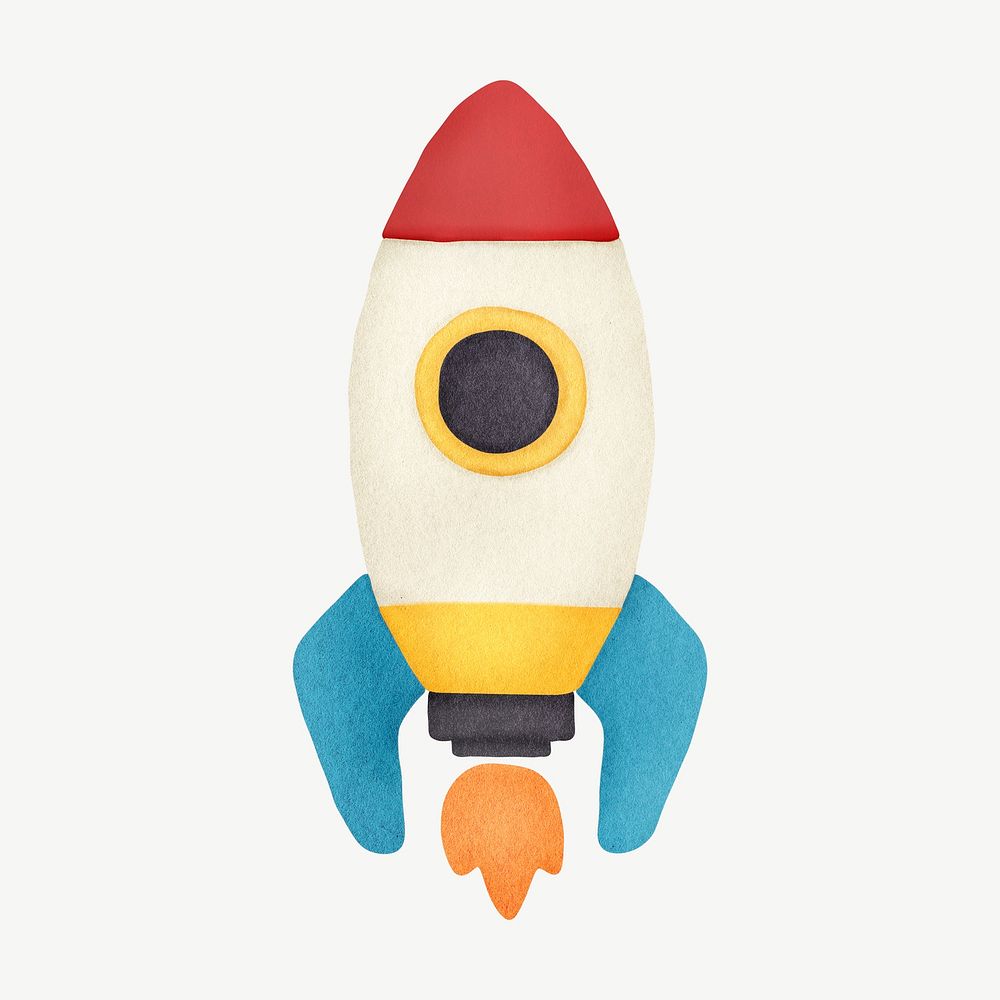 Space rocket, galaxy collage element psd