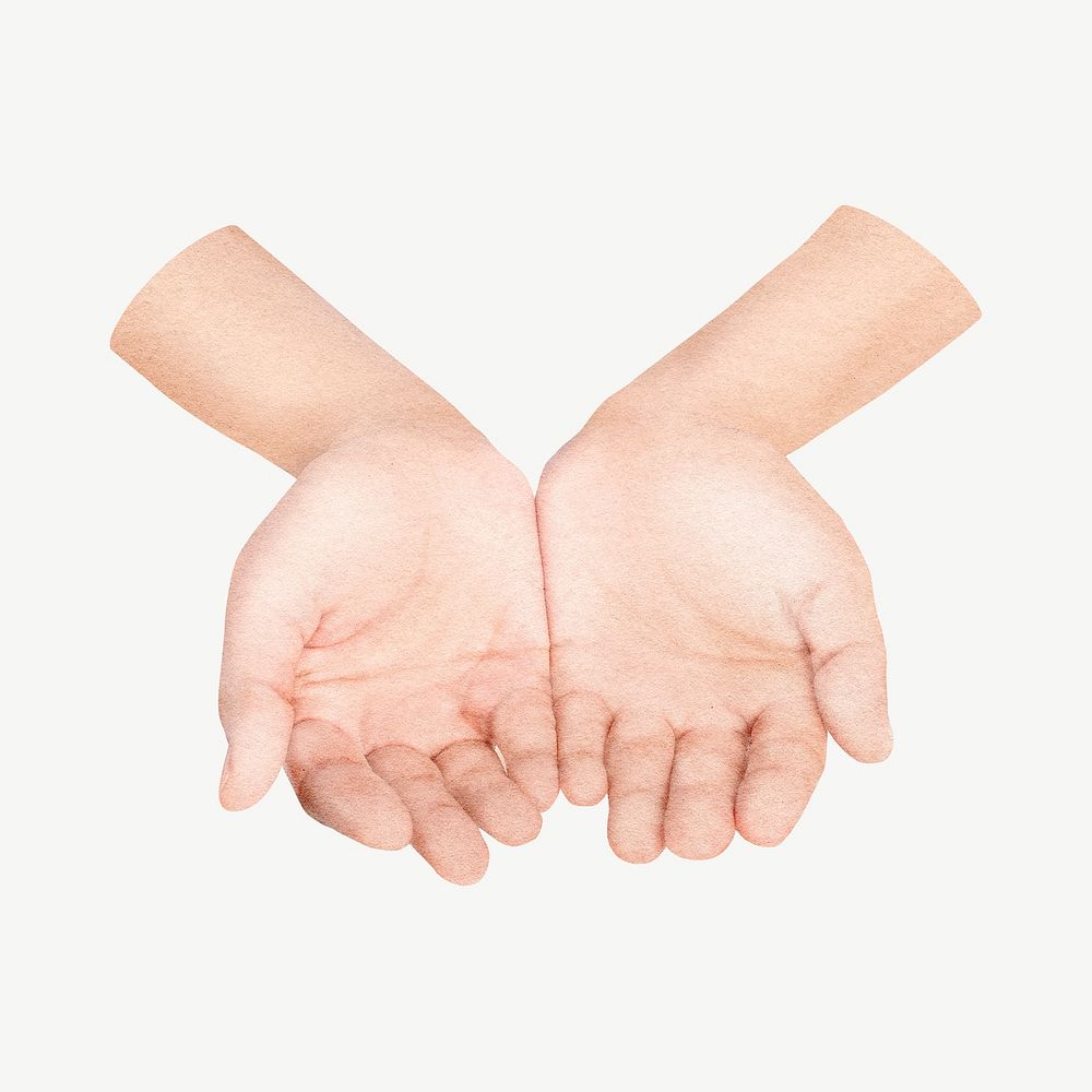 Praying hands, body gesture collage element psd