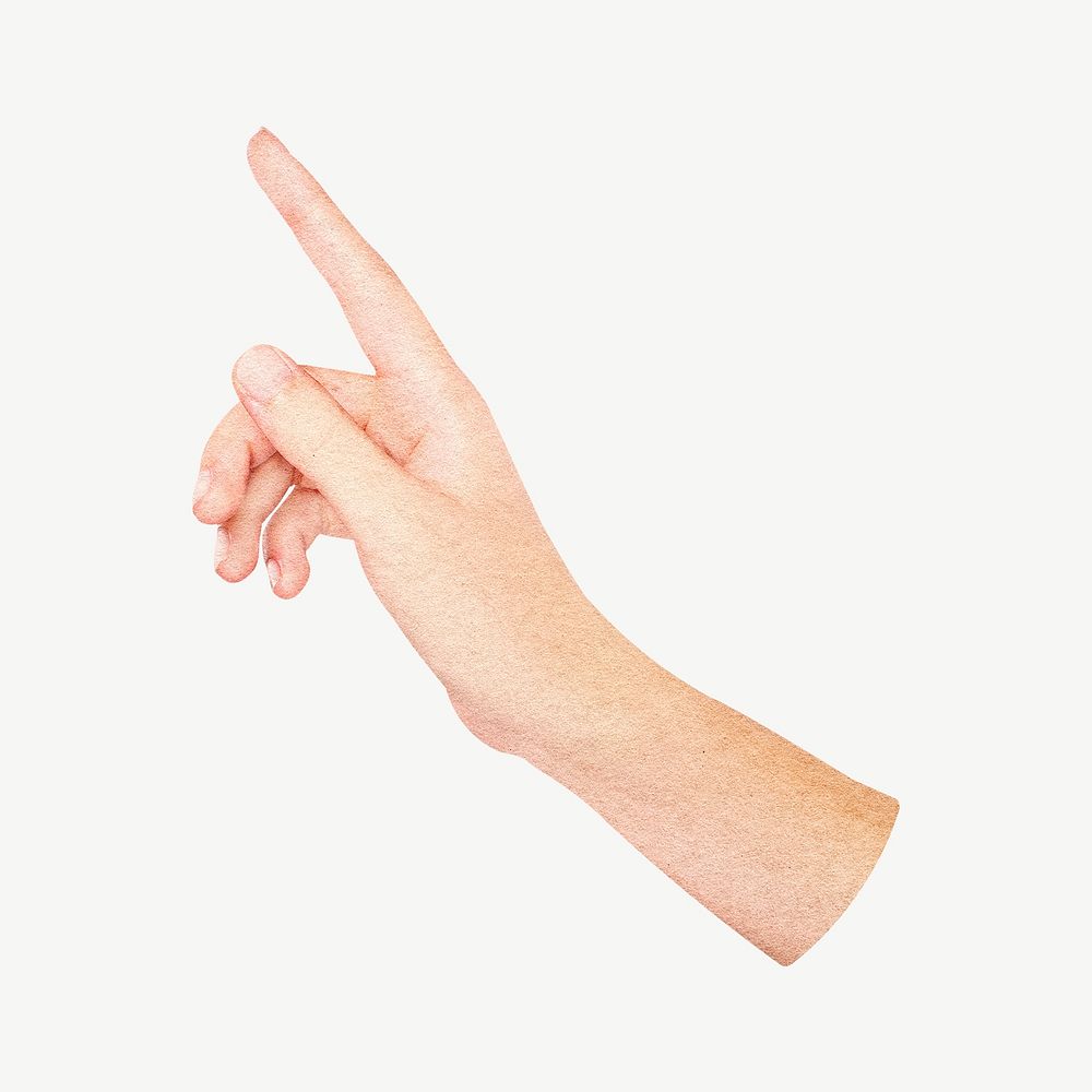 Finger-pointing hand, body gesture collage element psd
