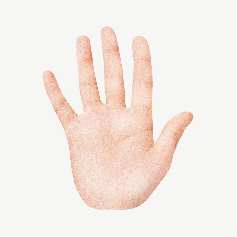 Raised palm hand, body gesture collage element psd