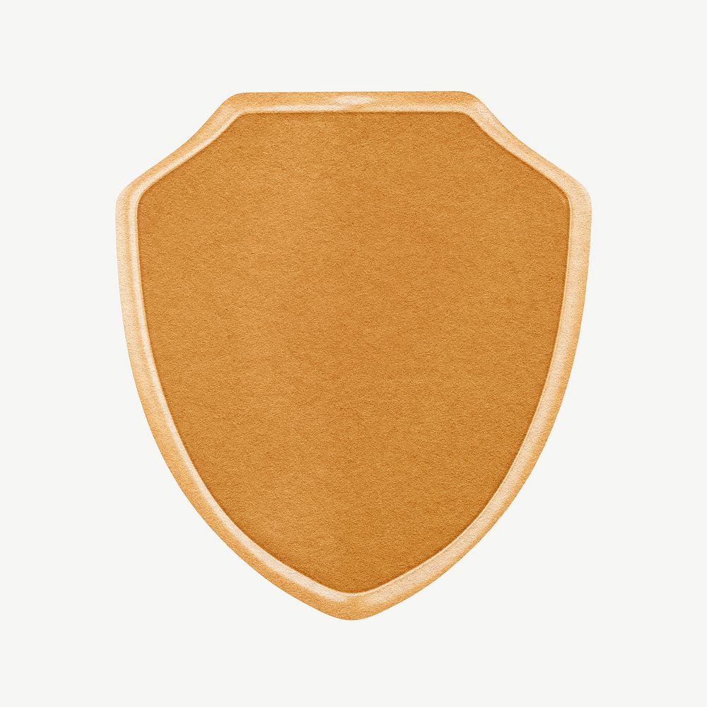 Gold shield badge collage element psd