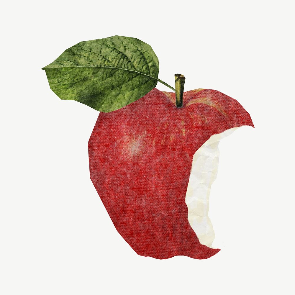 Bitten apple, journal collage element psd