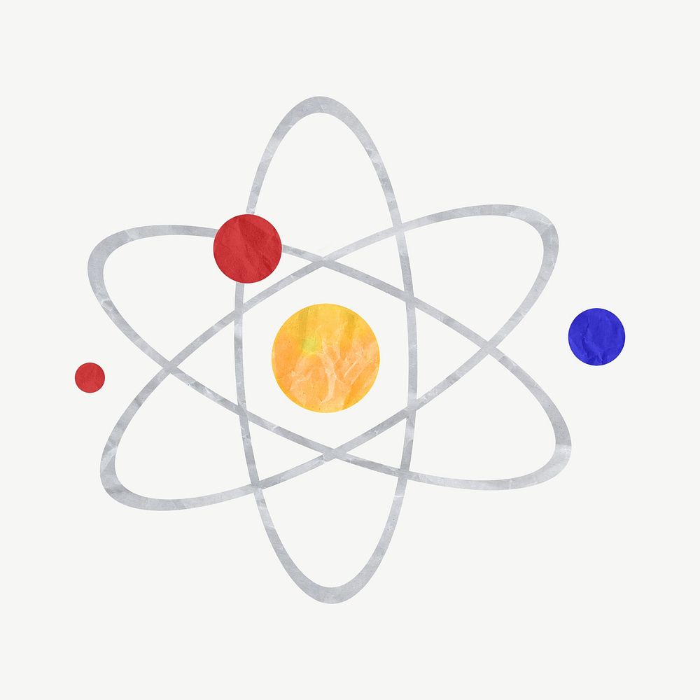 Atomic science, education collage element psd