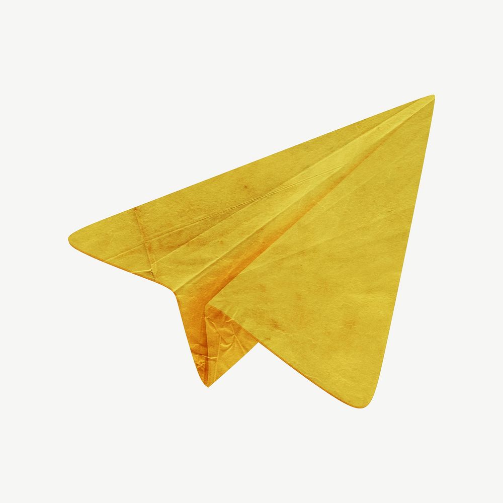 Yellow paper plane, journal collage element psd