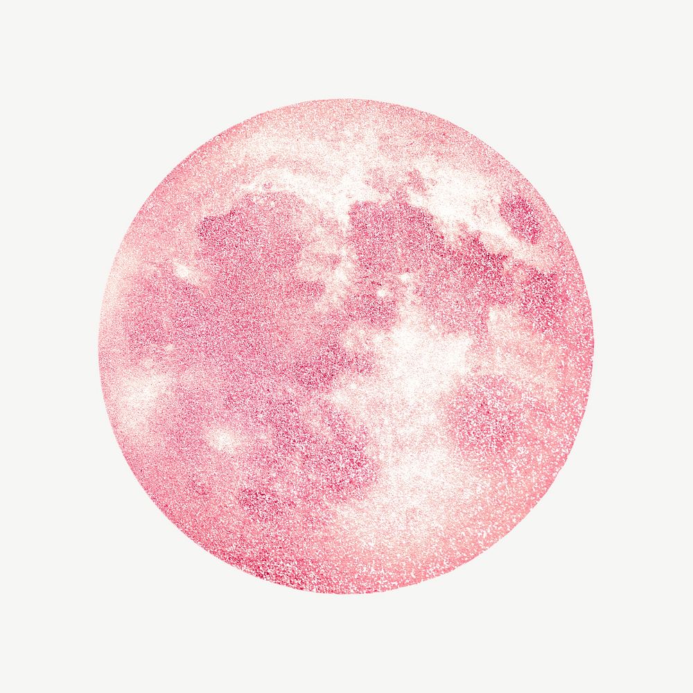 Pink moon, aesthetic galaxy collage element psd