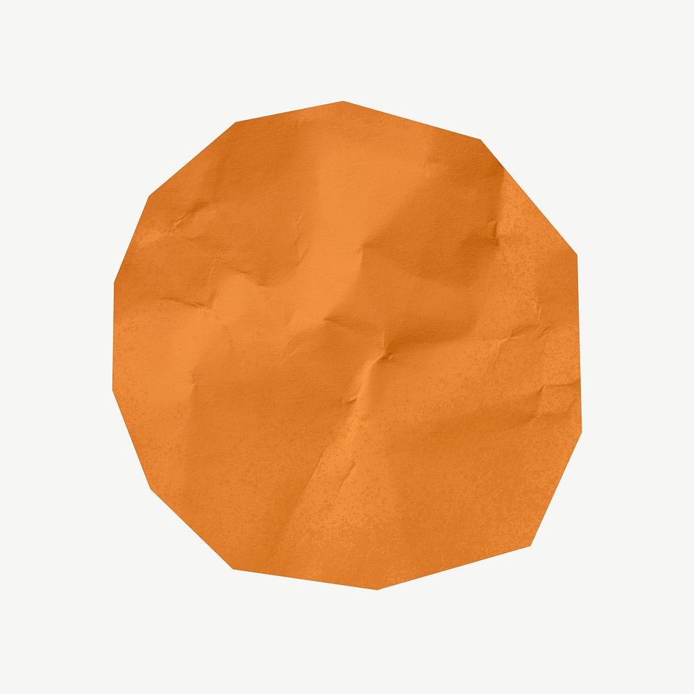 Orange paper badge, journal collage element psd