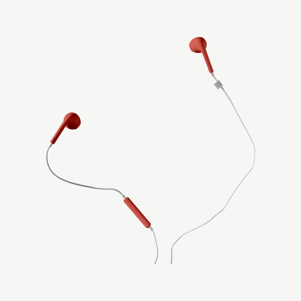 Wired earphones, music collage element psd