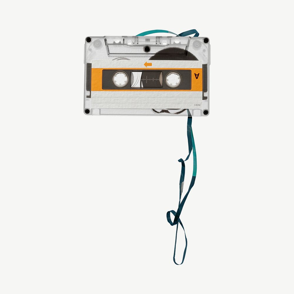 Cassette tape, music collage element psd