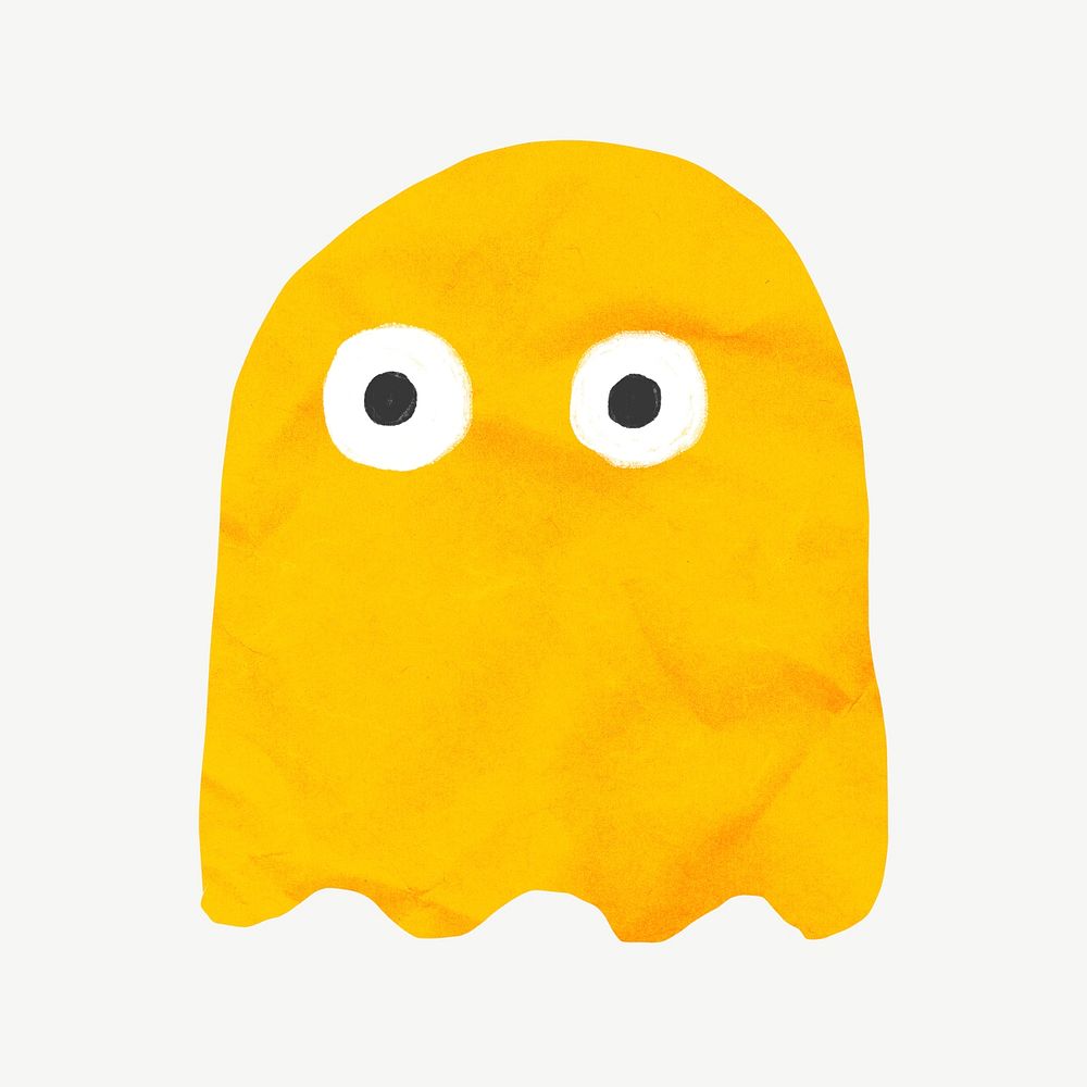 Ghost doodle game collage element psd