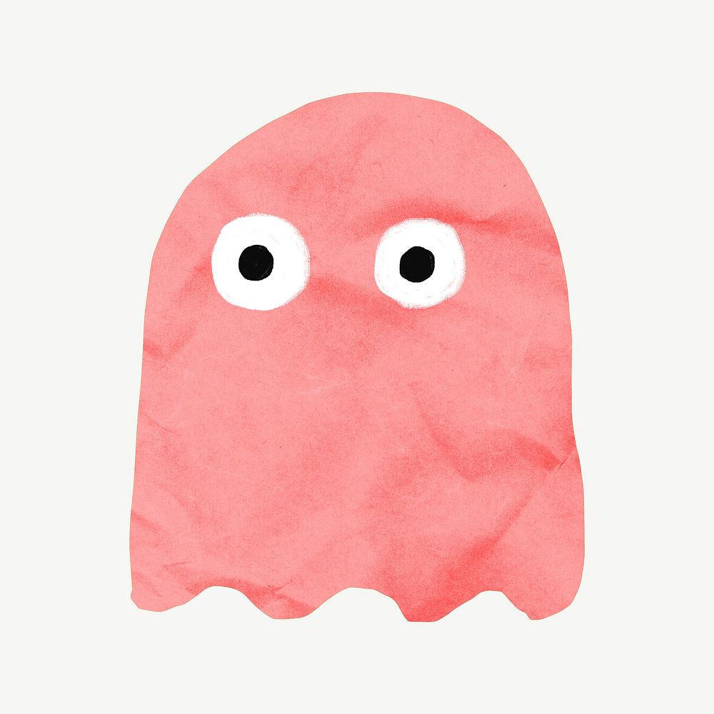 Ghost doodle game collage element psd