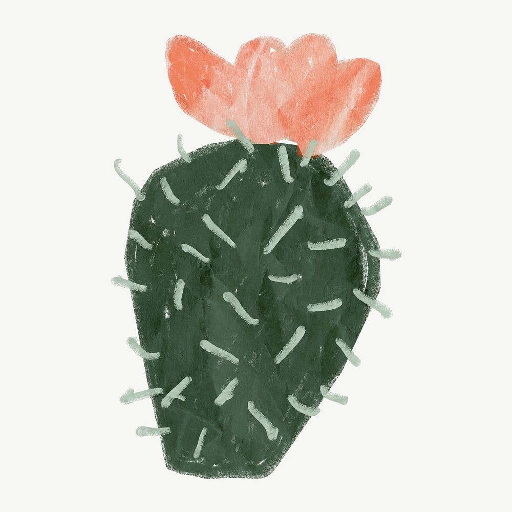 Cute cactus collage element psd