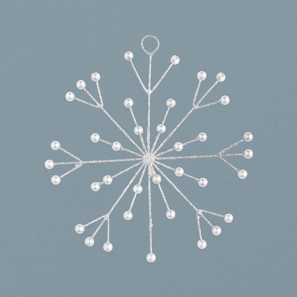 Silver snowflake, festive collage element psd