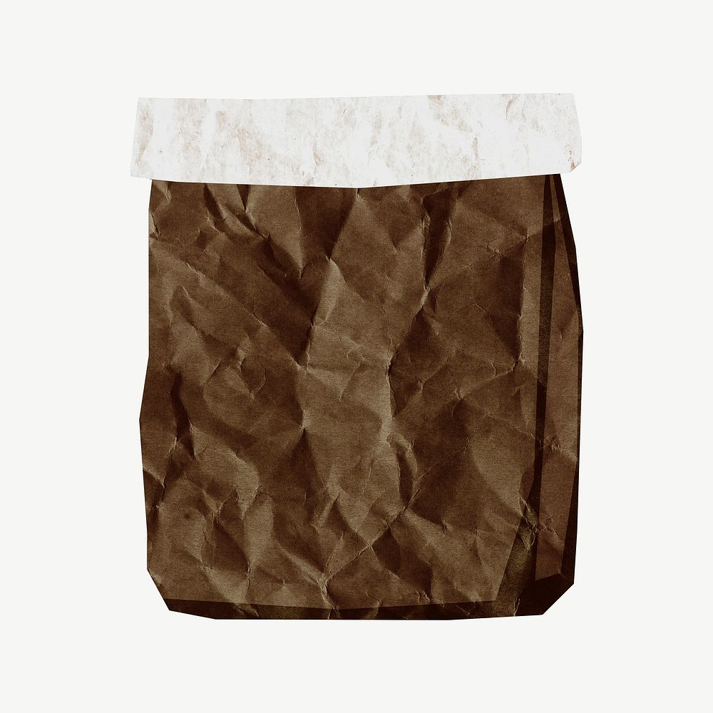 Wrinkled paper bag, journal collage element psd