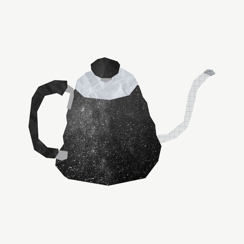 Black kettle, journal collage element psd