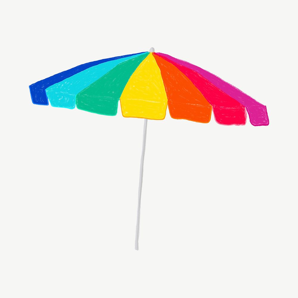 Beach umbrella, Summer collage element psd