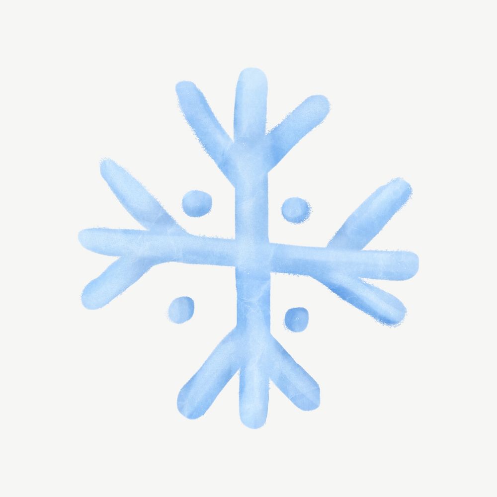 Snowflake, watercolor weather collage element psd