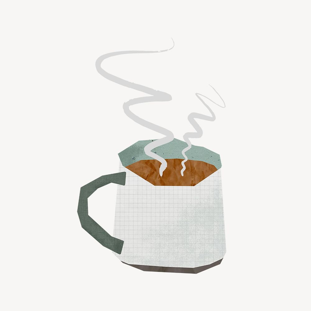 Hot coffee mug paper collage element