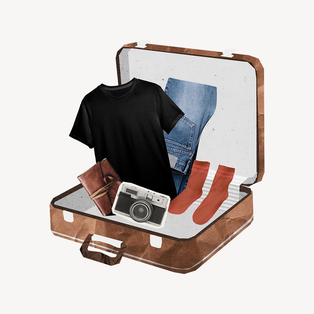 Packing briefcase, aesthetic travel collage | Premium Photo - rawpixel