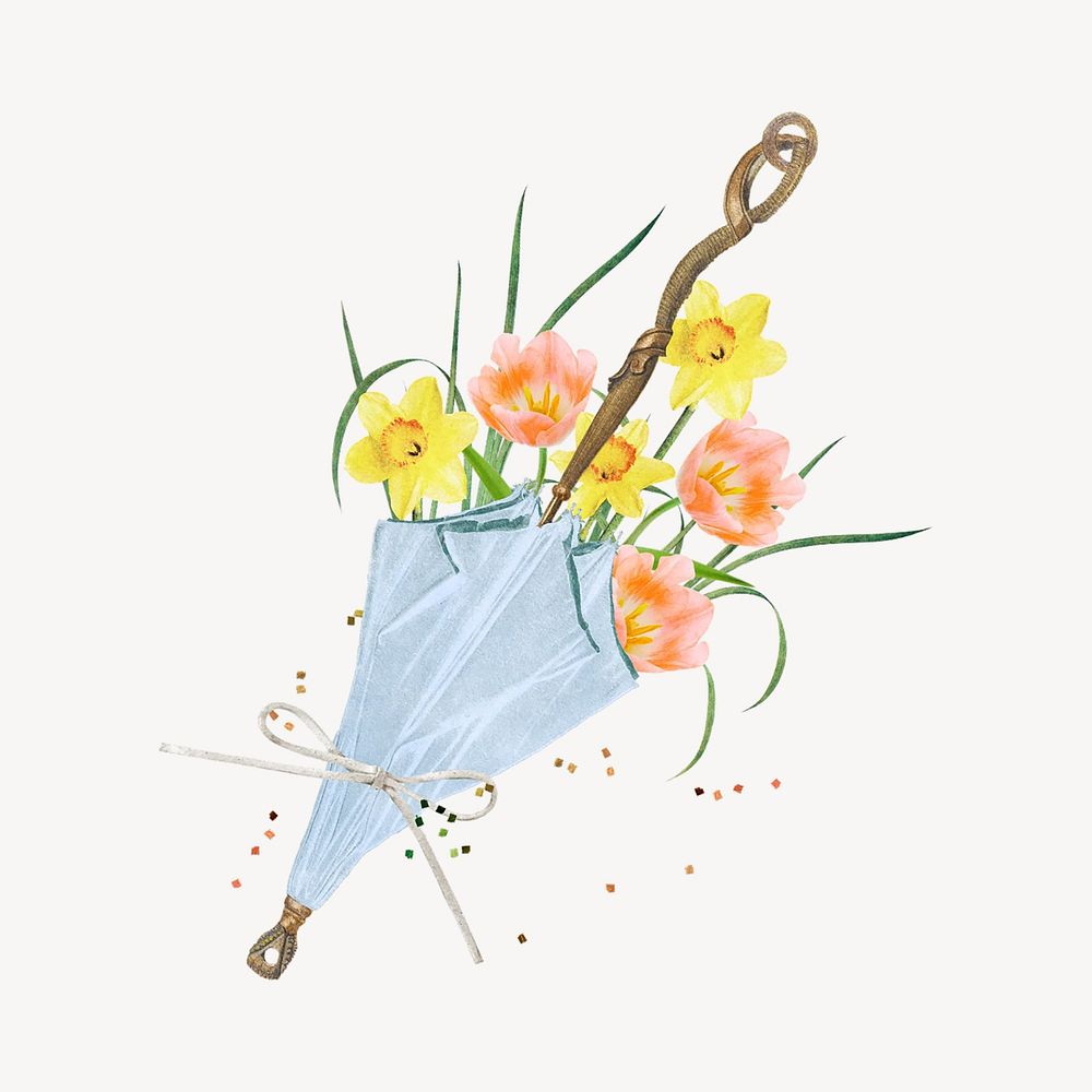 Daffodil & tulip flower bouquet remix illustration