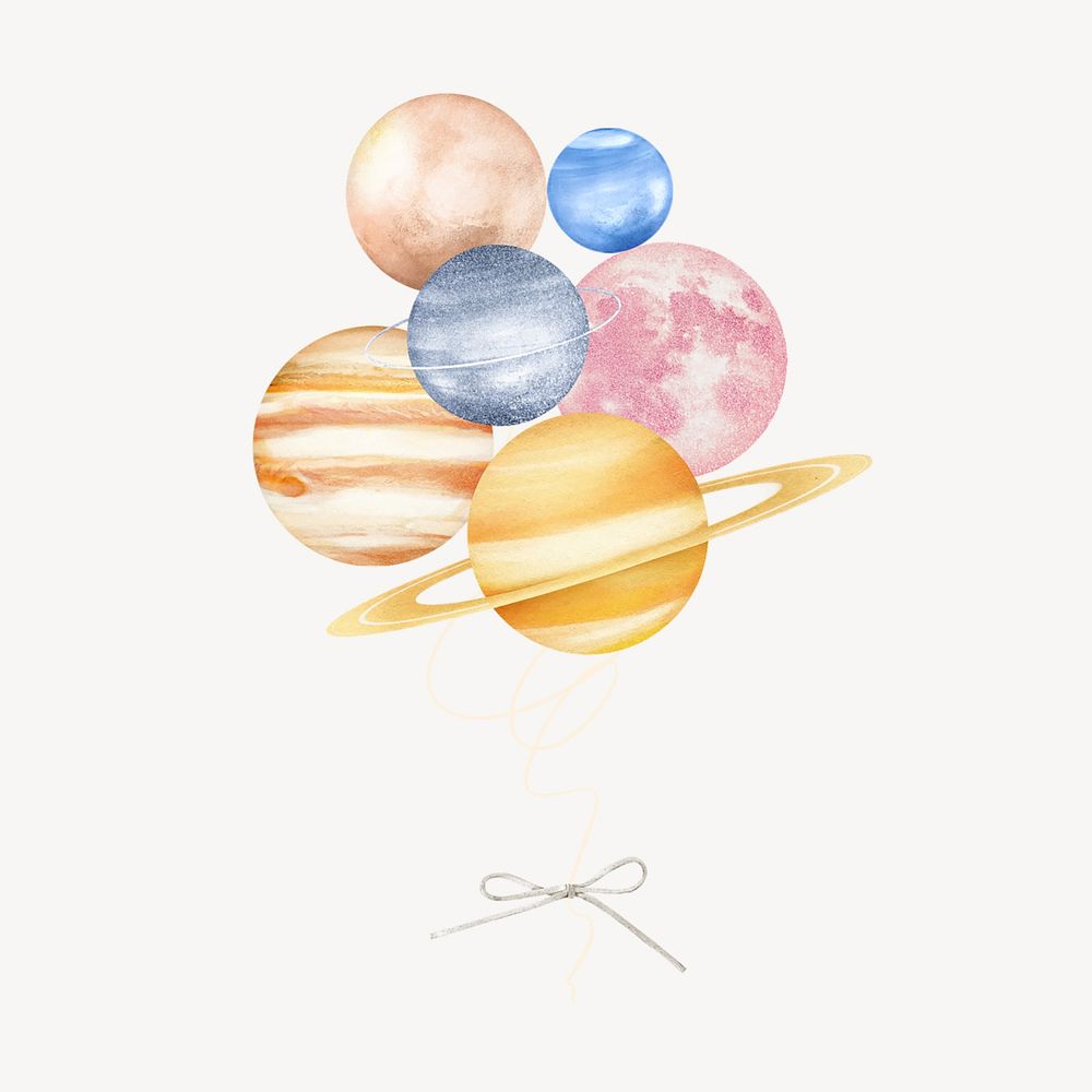 Planet balloons, creative galaxy collage