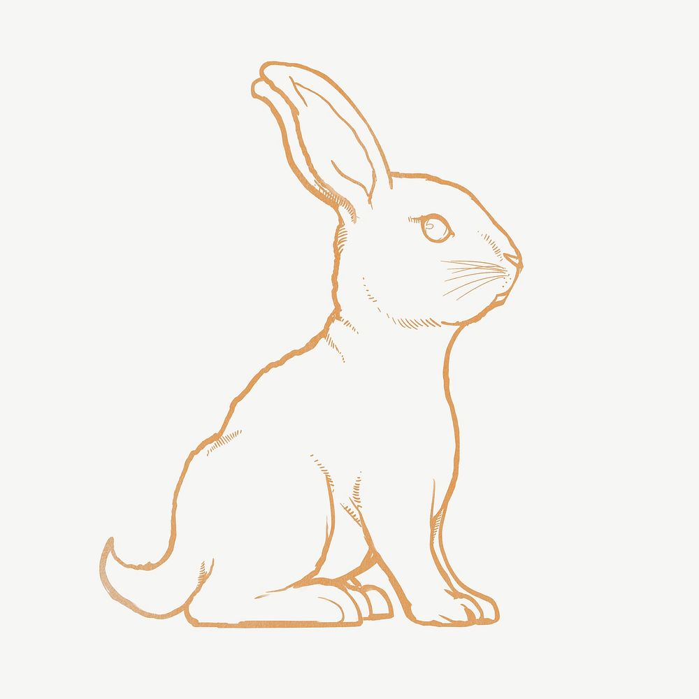 Gold rabbit, Chinese zodiac animal in line art design psd