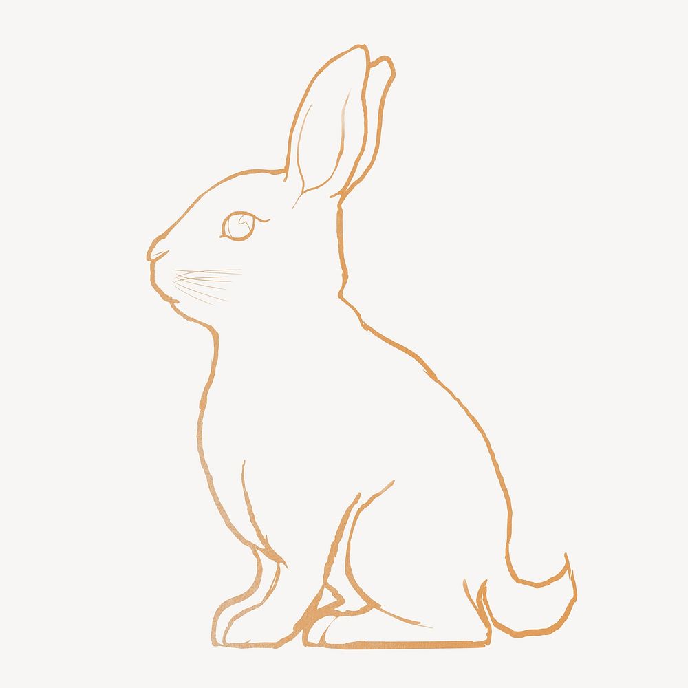 Gold rabbit, Chinese zodiac animal in line art design