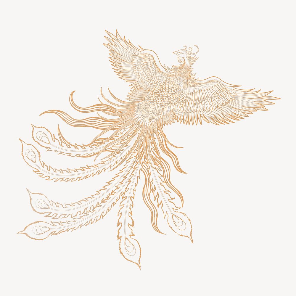 Gold phoenix bird, Chinese mythical | Premium Photo Illustration - rawpixel