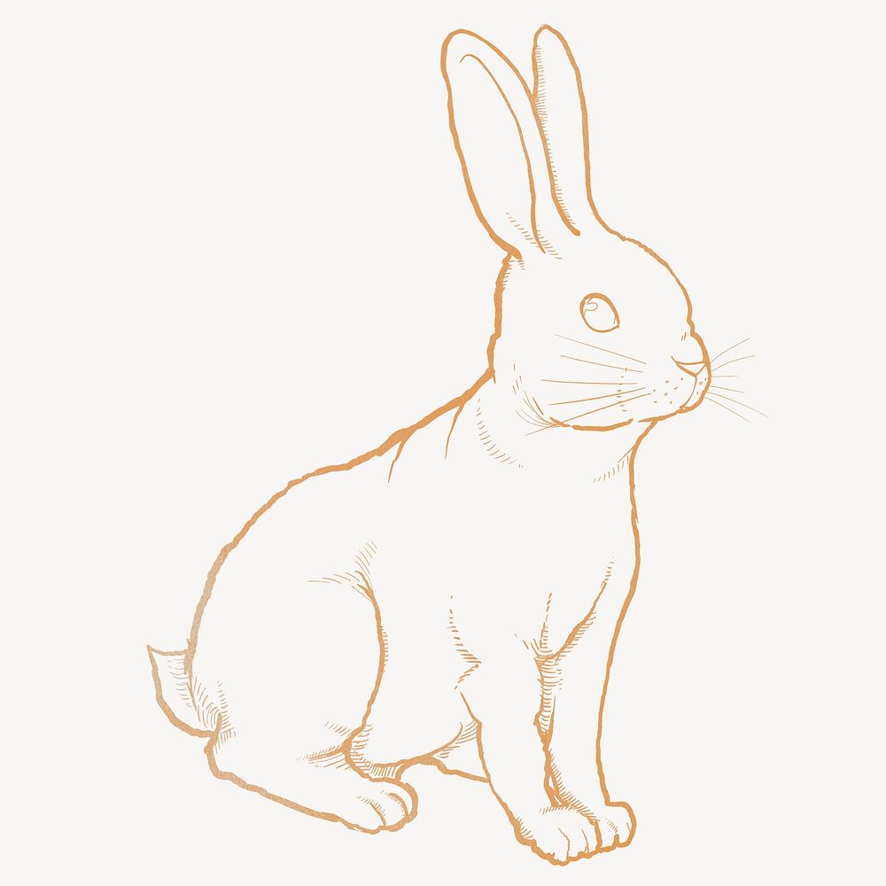 Gold rabbit, Chinese zodiac animal in line art design